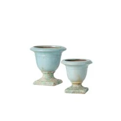 SULLIVANS Aqua Ceramic Urns (Set of 2)