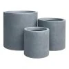 KANTE 15.8 in., 12.6 in. and 9.8 in. Tall Charcoal Lightweight Concrete Outdoor Modern Cylindrical Planters (Set of 3)