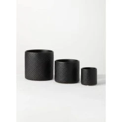 SULLIVANS Black Ceramic Pot -Set of 3
