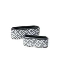 SULLIVANS Black Cement Oval Planters (Set of 2)