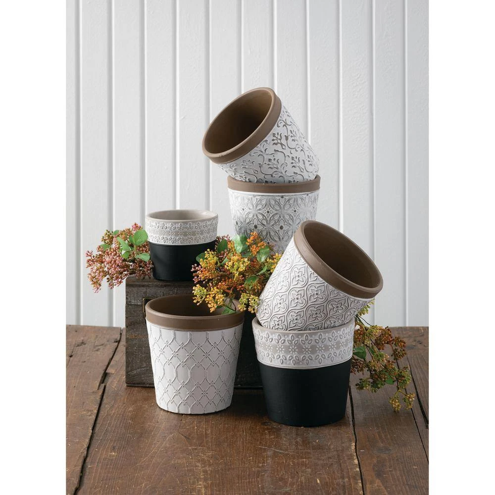 SULLIVANS Black Cement Flower Pots (Set of 2) - Image 2
