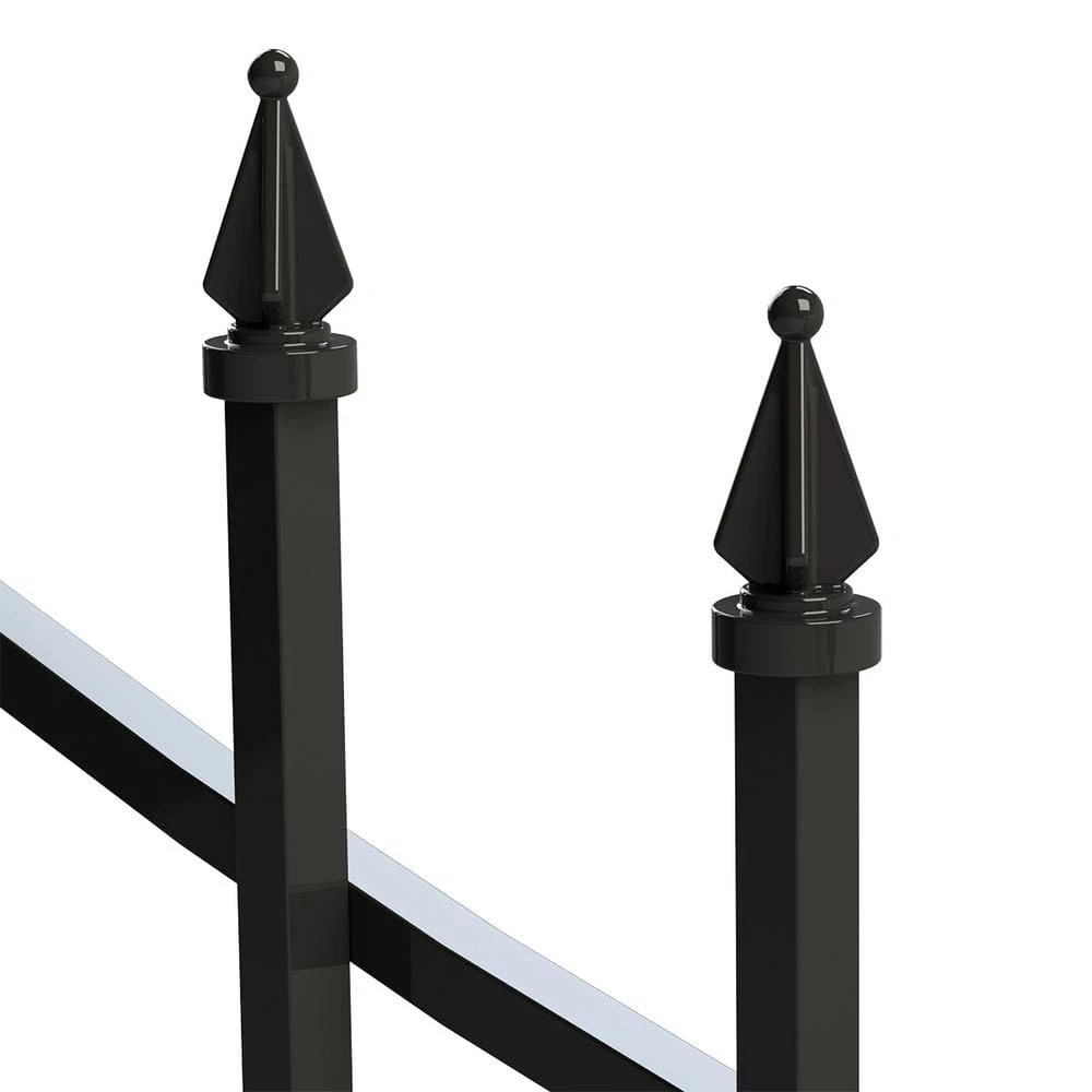 Vigoro Beaumont 40.4 in. H x 49.6 in. W Black Steel 3-Rail Fence Panel (4-Pack) - Image 4