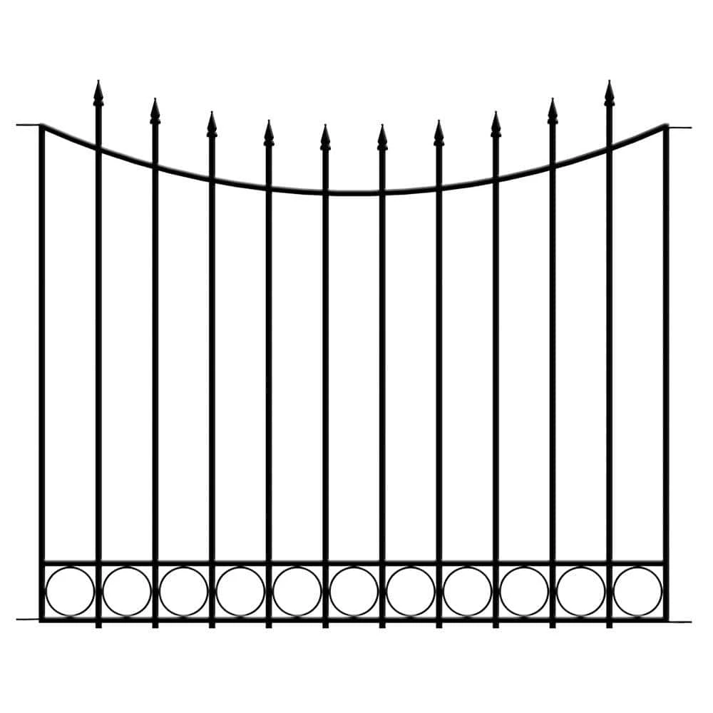 Vigoro Beaumont 40.4 in. H x 49.6 in. W Black Steel 3-Rail Fence Panel