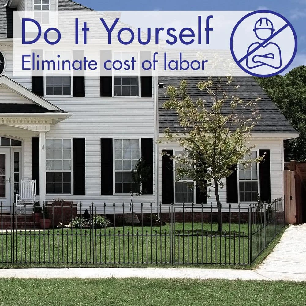 Vigoro Empire 30 in. x 36 in. Black Steel Fence Panel - Image 11