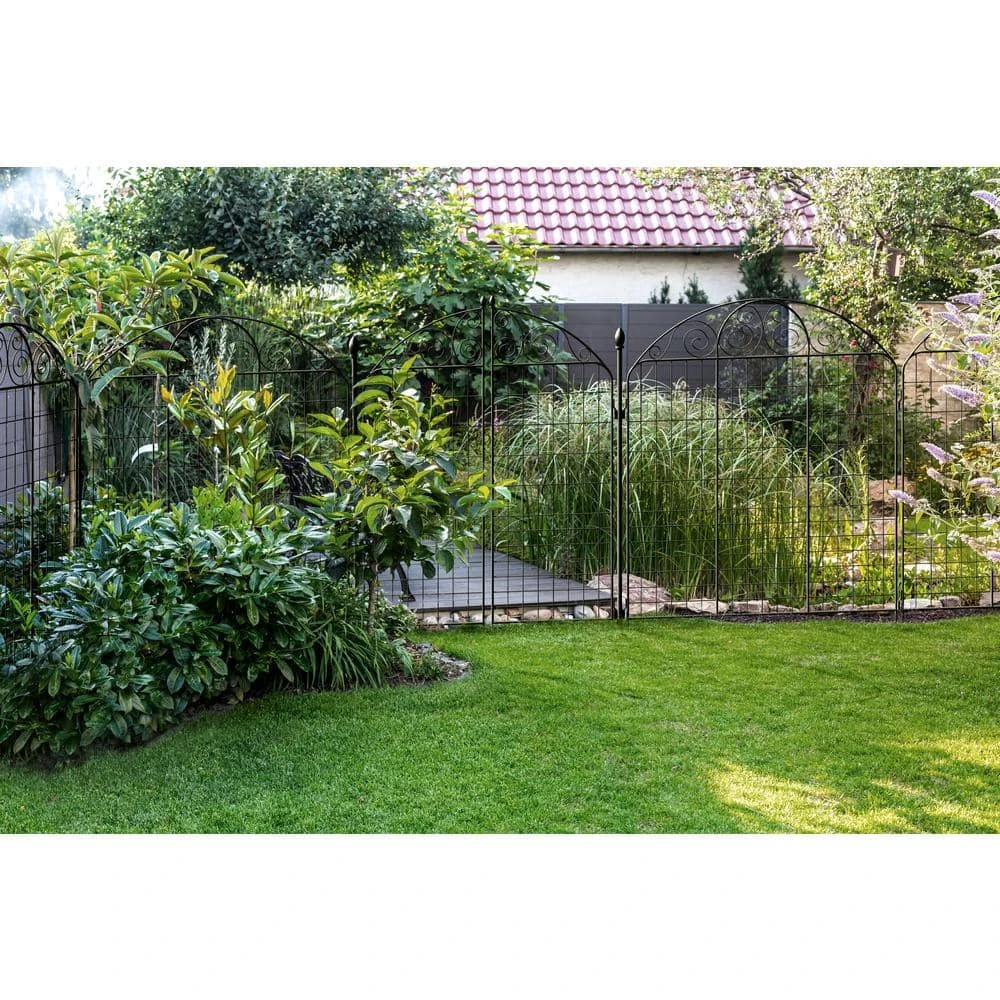 Vigoro Rockdale 43.8 in. Black Steel Fence Panel (3-Pack) - Image 11