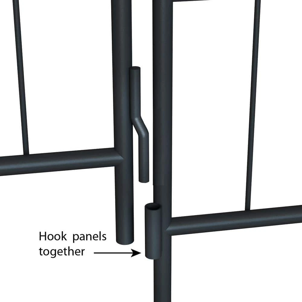 Vigoro Rockdale 43.8 in. Black Steel Fence Panel (3-Pack) - Image 6