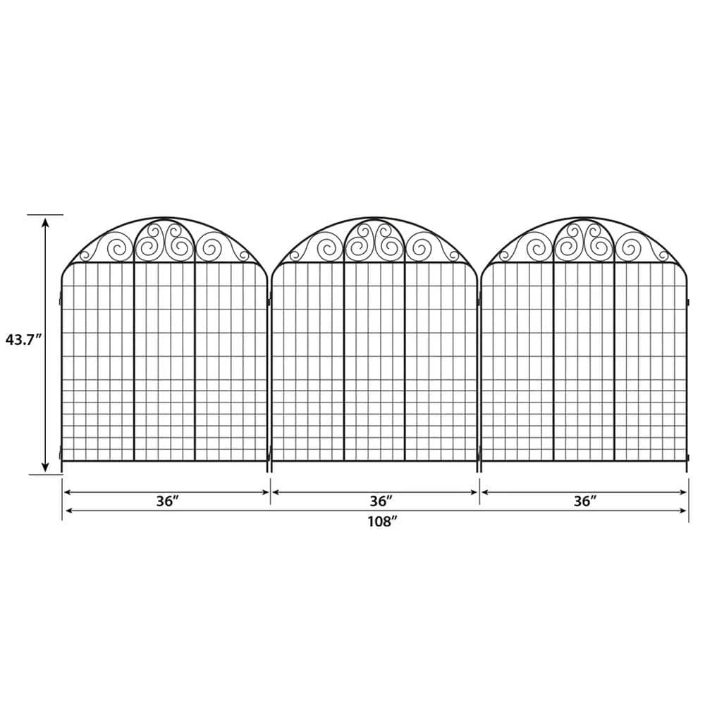 Vigoro Rockdale 43.8 in. Black Steel Fence Panel (6-Pack) - Image 3