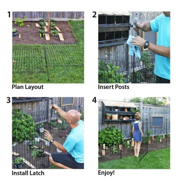 Vigoro 49 in. H Steel No Dig Garden Fence Multi-Purpose Latch (2-Pack) - Image 4