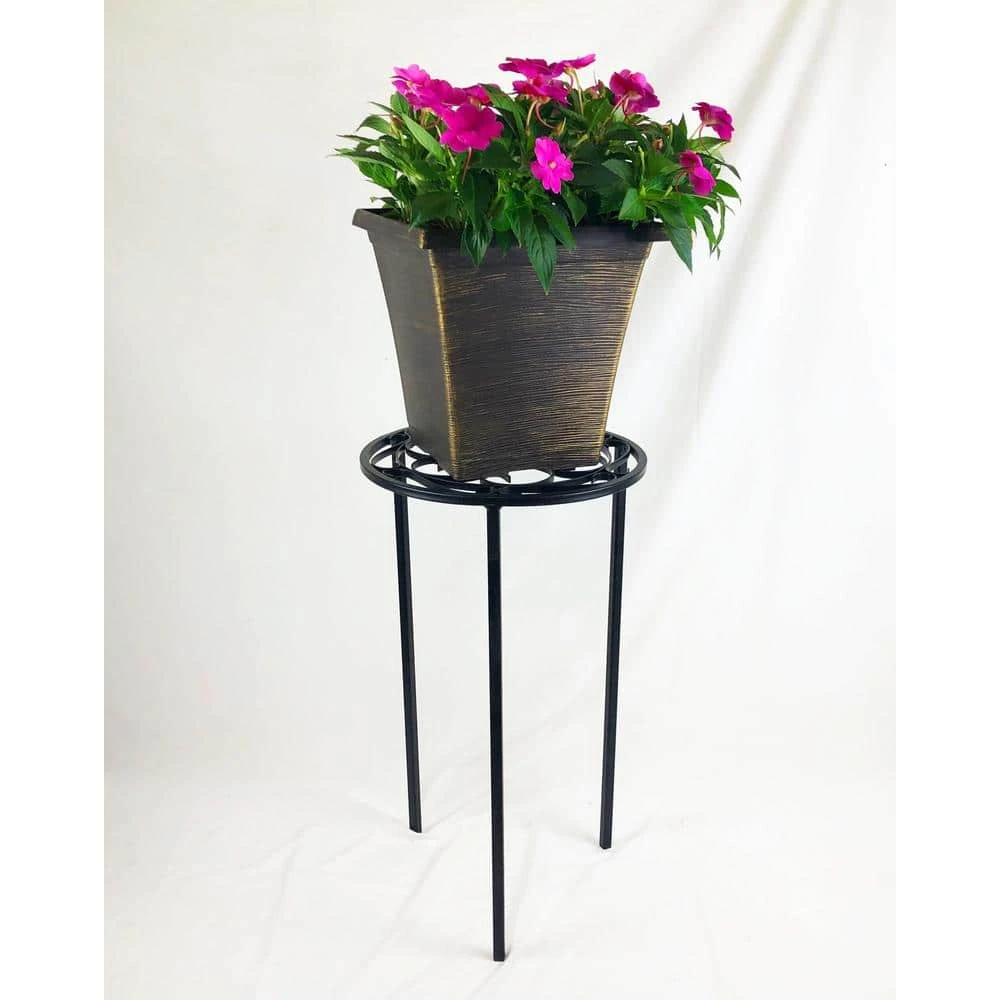 Vigoro 12 in. x 21 in. Black Metal Indoor Round Plant Stand - Image 5