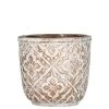 SULLIVANS Brown Cement Patterned Round Pot