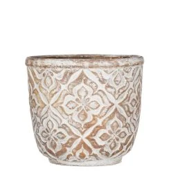 SULLIVANS Brown Cement Patterned Round Pot