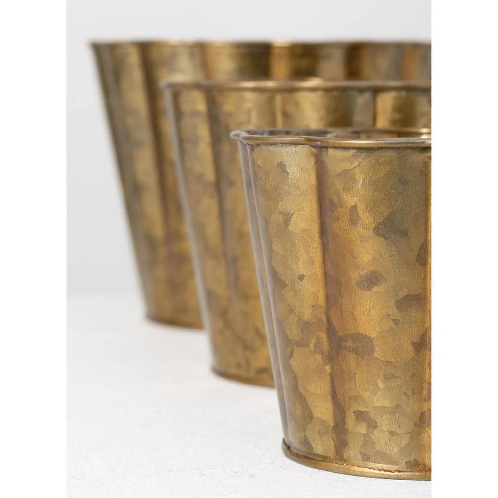 SULLIVANS Brown Metal Flower Pots (Set of 3) - Image 2