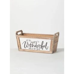 SULLIVANS Brown "Wonderful" Wooden Planter