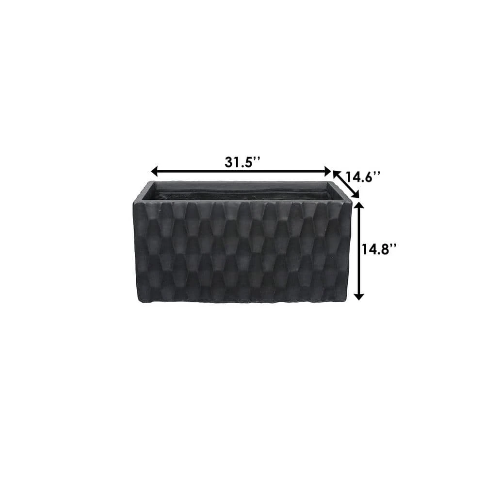 KANTE 31.5 in. L Rectangular Burnished Black Concrete/Fiberglass Indoor Outdoor Elegant Retro Planter - Image 5