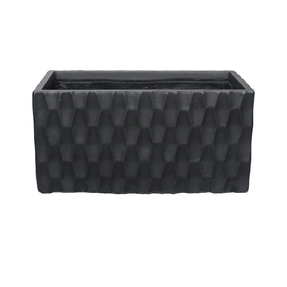 KANTE 31.5 in. L Rectangular Burnished Black Concrete/Fiberglass Indoor Outdoor Elegant Retro Planter