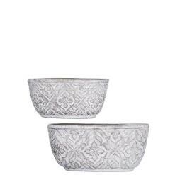 SULLIVANS Gray Cement Flower Pot (Set of 2)