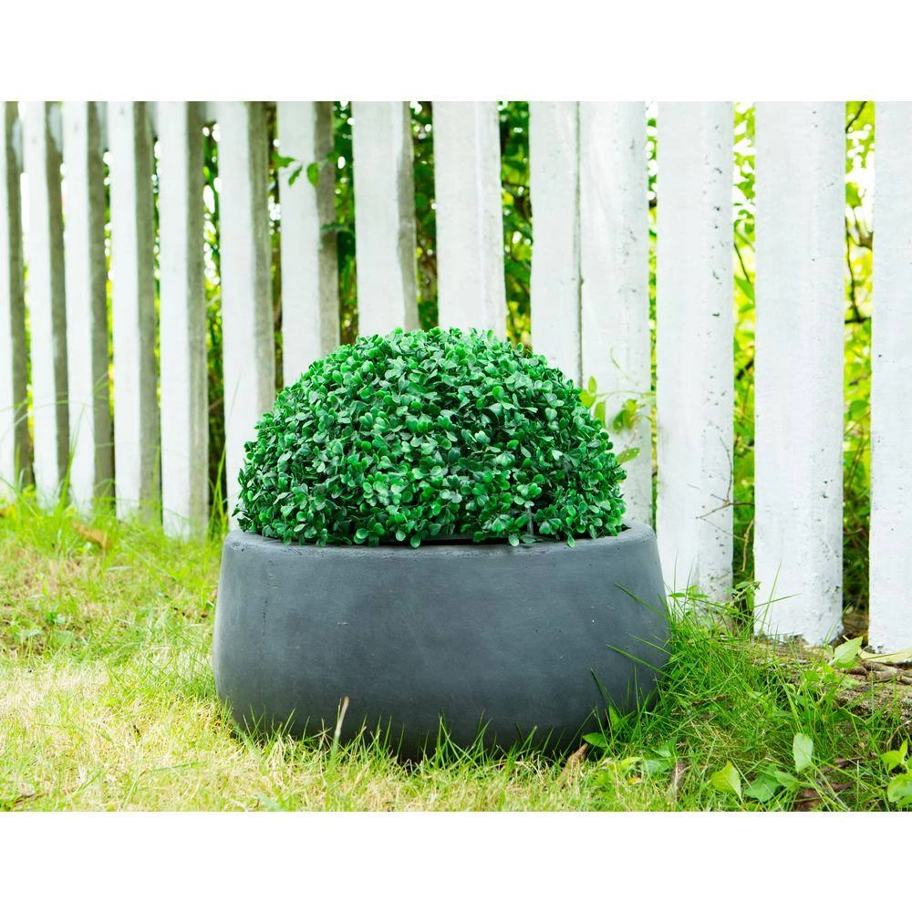 KANTE 16 in. W Round Charcoal Lightweight Concrete/Fiberglass Indoor Outdoor Elegant Bowl Planter - Image 4