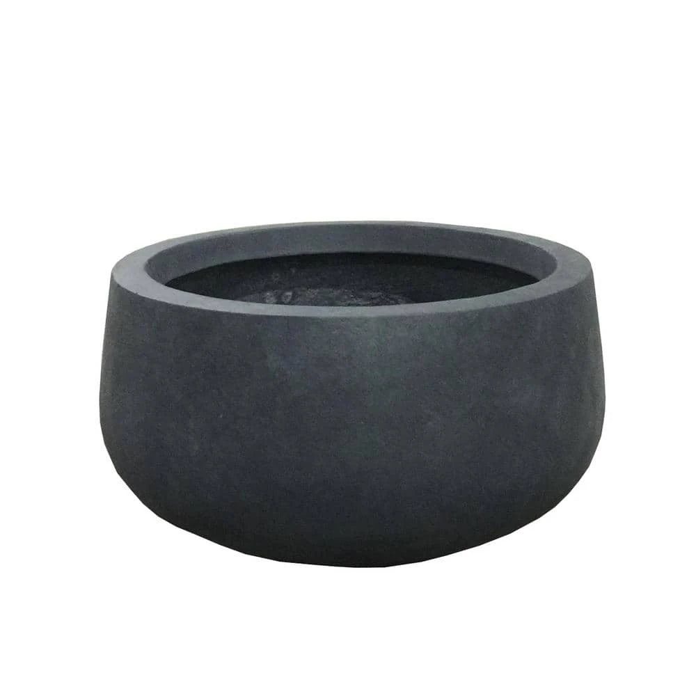 KANTE 16 in. W Round Charcoal Lightweight Concrete/Fiberglass Indoor Outdoor Elegant Bowl Planter - Image 2