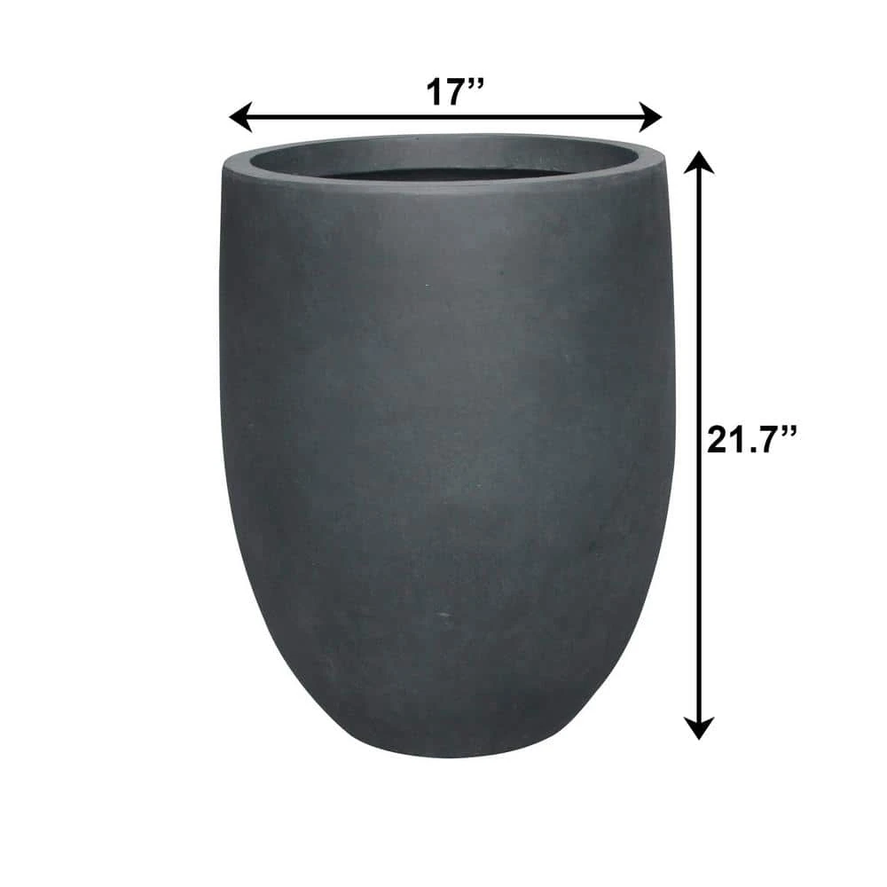 KANTE 21.7 in. H Round Charcoal Concrete/Fiberglass Indoor Outdoor Modern Tall Planter - Image 2