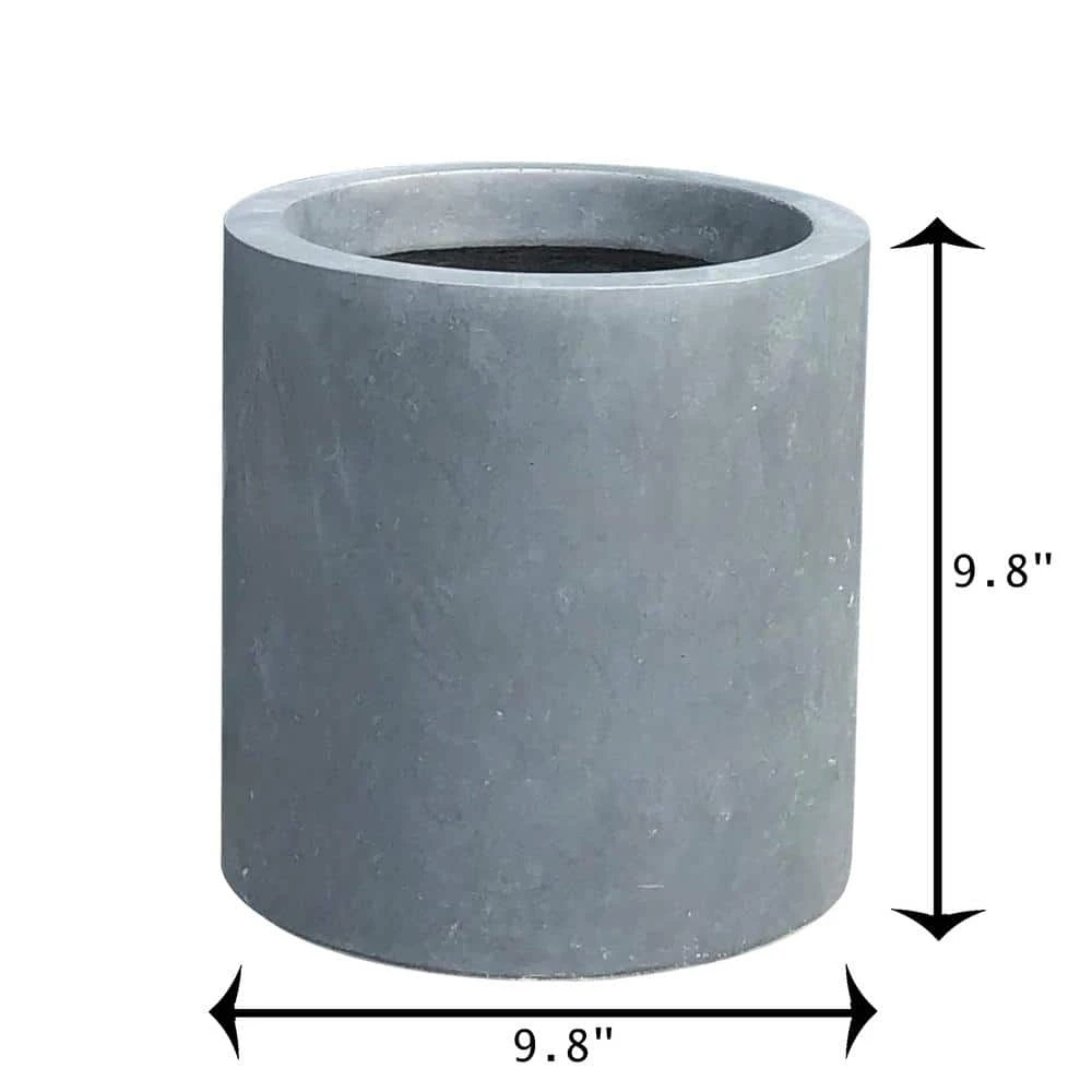 KANTE 9.8 in. W Round Charcoal Lightweight Concrete/Fiberglass Indoor Outdoor Elegant Planter - Image 2