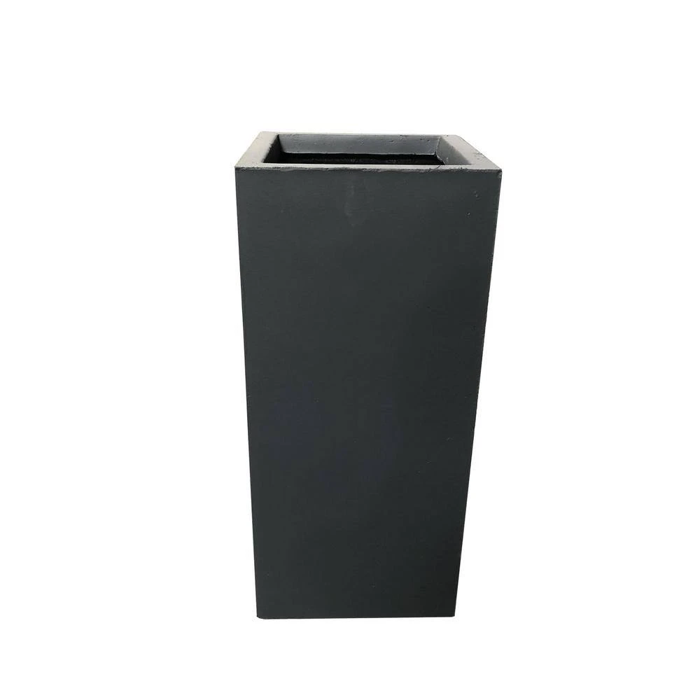 KANTE 24 in. H Square Charcoal Concrete/Fiberglass Indoor Outdoor Elegant Tall Planter - Image 5