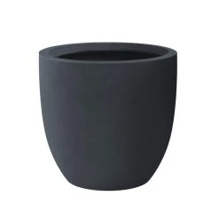 KANTE 9 in. H Charcoal Concrete and Fiberglass Round Bowl Planter, Outdoor Indoor Large Planters Pots with Drainage