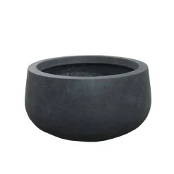 KANTE Medium 10 in. Tall Charcoal Lightweight Concrete Round Outdoor Bowl Planter