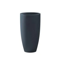 KANTE 13.39 in. x 23.62 in. Round Charcoal Finish Lightweight Concrete and Fiberglass Indoor Outdoor Planter w/Drainage Hole