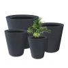 KANTE 20.9", 17.7", 15" & 12.6"H Cylindrical Charcoal Finish Lightweight Concrete Modern Planters Set of 4, Outdoor Indoor