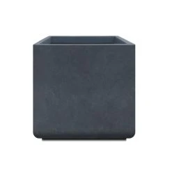 KANTE 11.81 x 11.81 in. Square Charcoal Lightweight Concrete and Weather Resistant Fiberglass Planter w/Drainage Hole