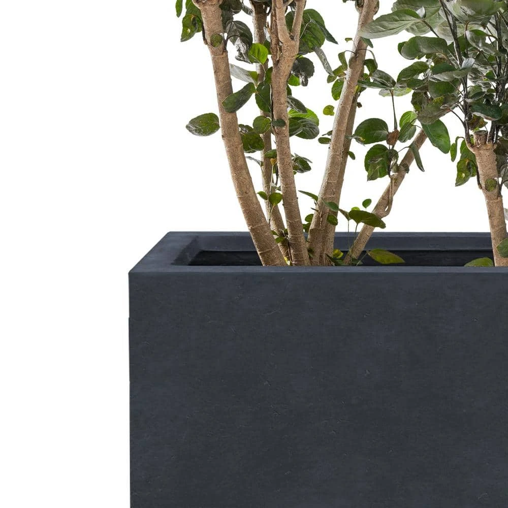 KANTE 27.6 in. H Square Charcoal Concrete and Fiberglass Tall Planter Outdoor Indoor Lightweight Plant Pots - Image 2