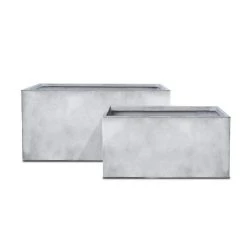 KANTE 31" and 23"L Rectangular Large Concrete Long Box Planters Set of 2, Outdoor/Indoor Strong UV Resistant w/Drainage Holes