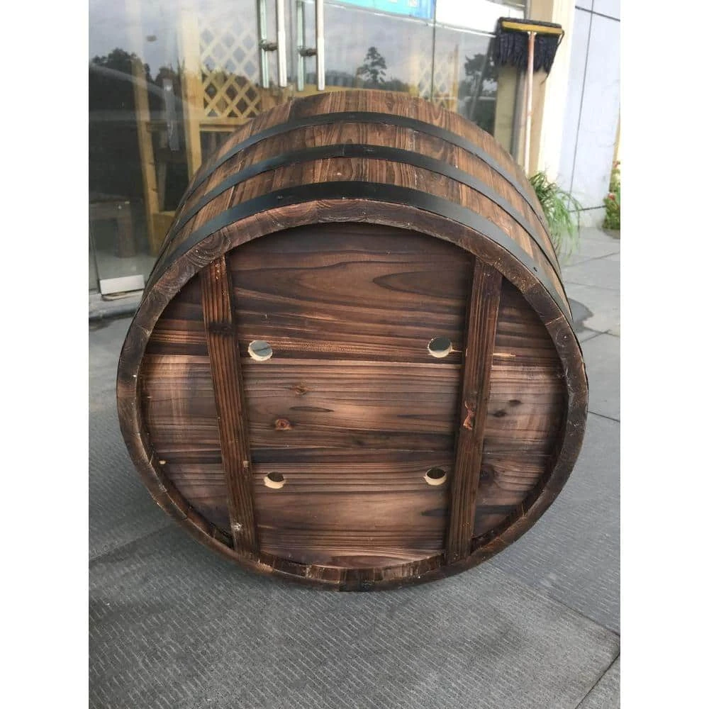 Vigoro 25.98 in. Dia x 16.54 in. H Round Wooden Barrel Planter - Image 4
