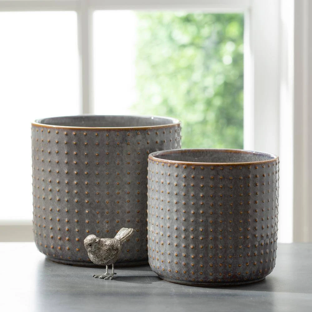 SULLIVANS Dusty Blue Ceramic Pot - Set of 2 - Image 4