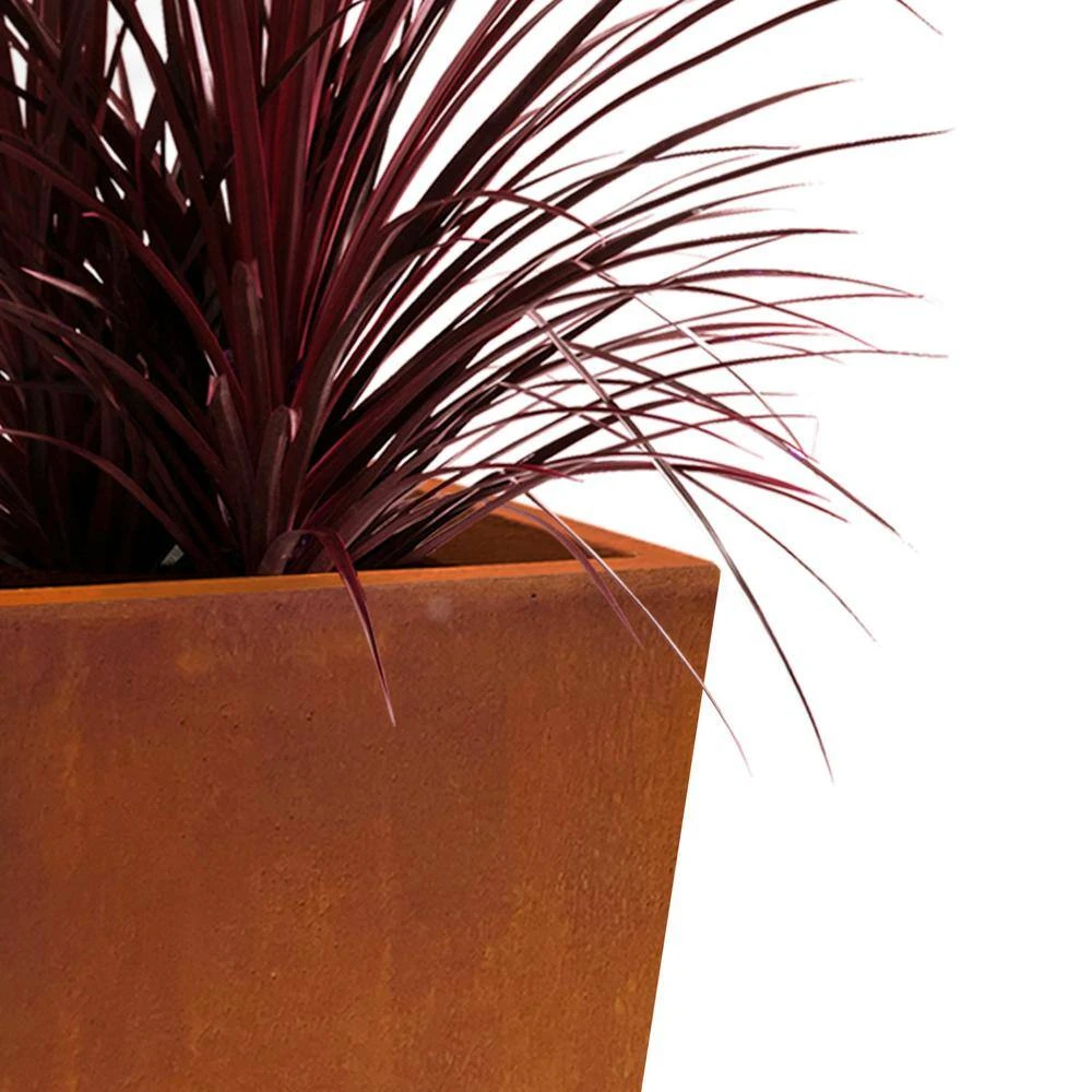 KANTE 24.4 in. H Rectangle Faux Weathering Steel Lightweight Concrete Tapered Tall Planter with Drainage Hole, Outdoor/Indoor - Image 5