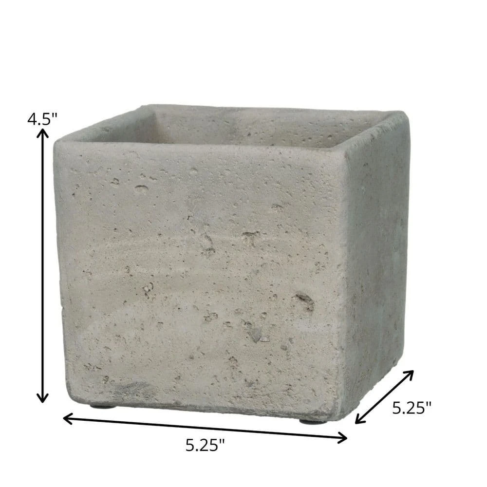 SULLIVANS Gray Cement Square Planter - Image 4