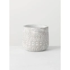 SULLIVANS Gray Patterned Cement Pot