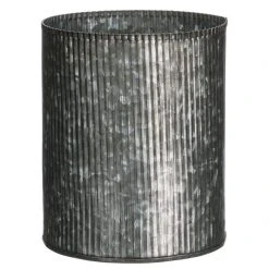 SULLIVANS Gray Metal Ribbed Pot