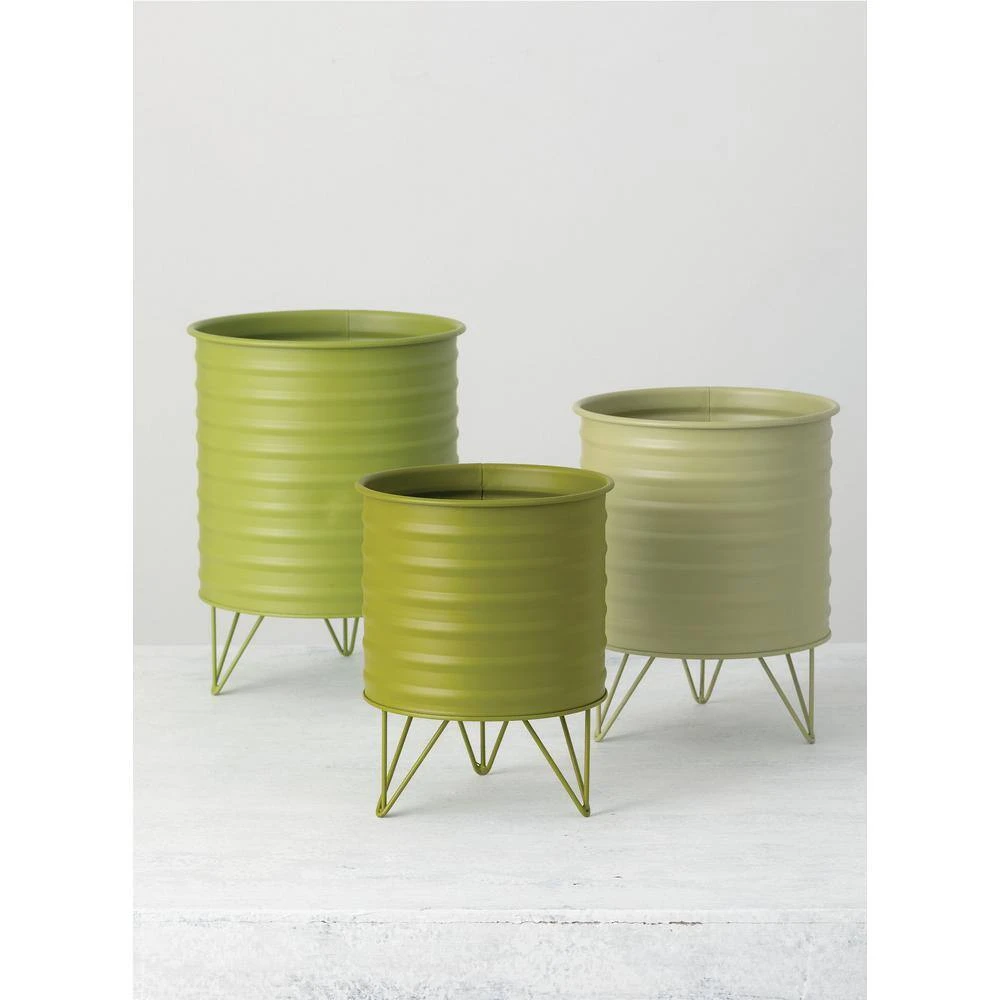 SULLIVANS Green Metal Planters (Set of 3) - Image 4