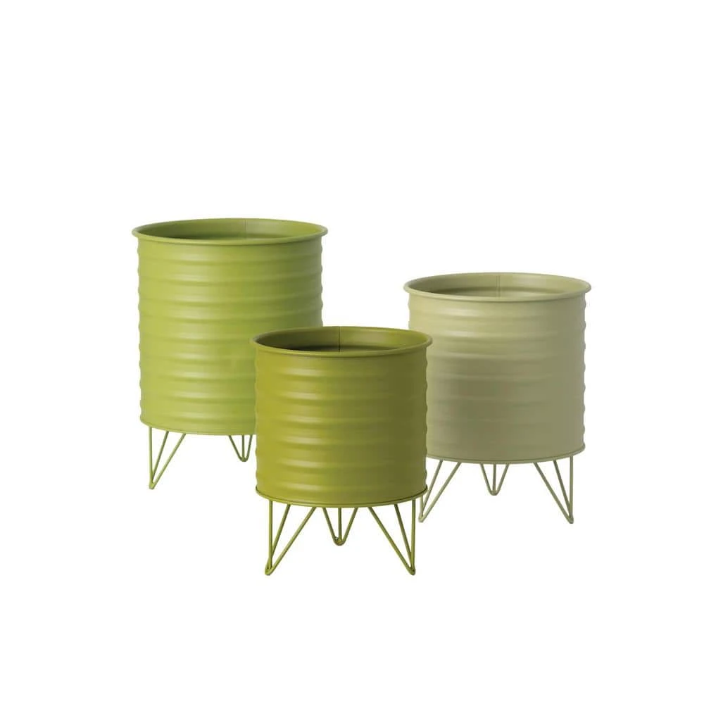 SULLIVANS Green Metal Planters (Set of 3)