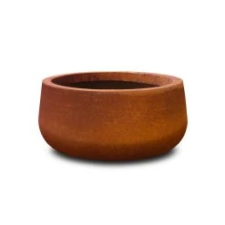 KANTE 16 in. Dia. Round Iron Oxide Concrete Bowl Planter, Outdoor Indoor Large Planter Pot with Drainage Hole