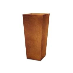 KANTE 28 in. H Iron Oxide Lightweight Concrete Tapered Planter with Drainage Hole, Large Outdoor/Indoor Tall Square Planter