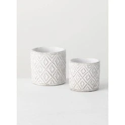 SULLIVANS Multi-Color Cement Patterned Pot (Set of 2)