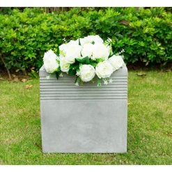 KANTE 15 in. W Square Natural Concrete/Fiberglass Indoor Outdoor Elegant Planter