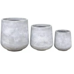 KANTE 17.3 in. Tall Natural Lightweight Concrete Footed Tulip Outdoor Round Planter (Set of 3)