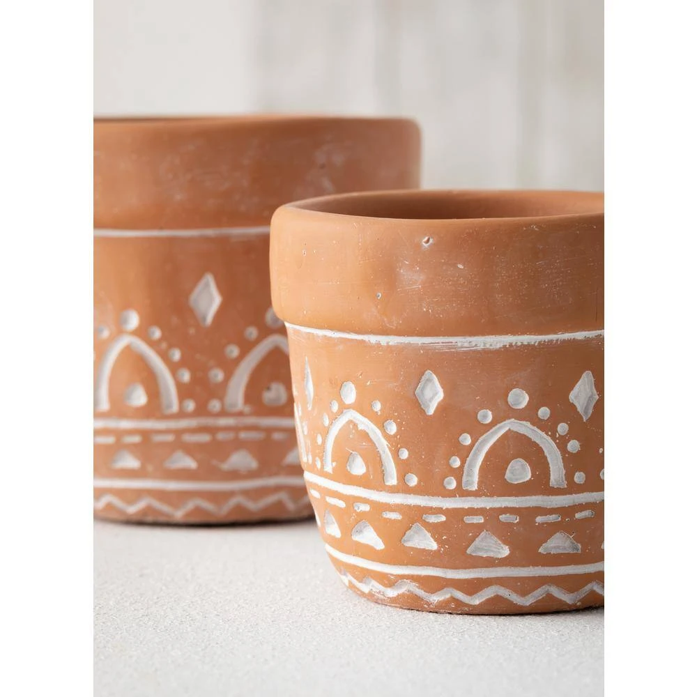 SULLIVANS Orange Cement Planter (Set of 2) - Image 3