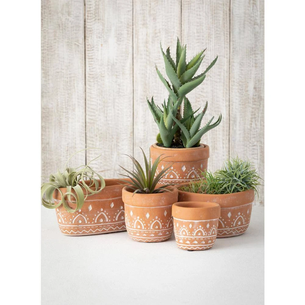 SULLIVANS Orange Cement Planter (Set of 2) - Image 2
