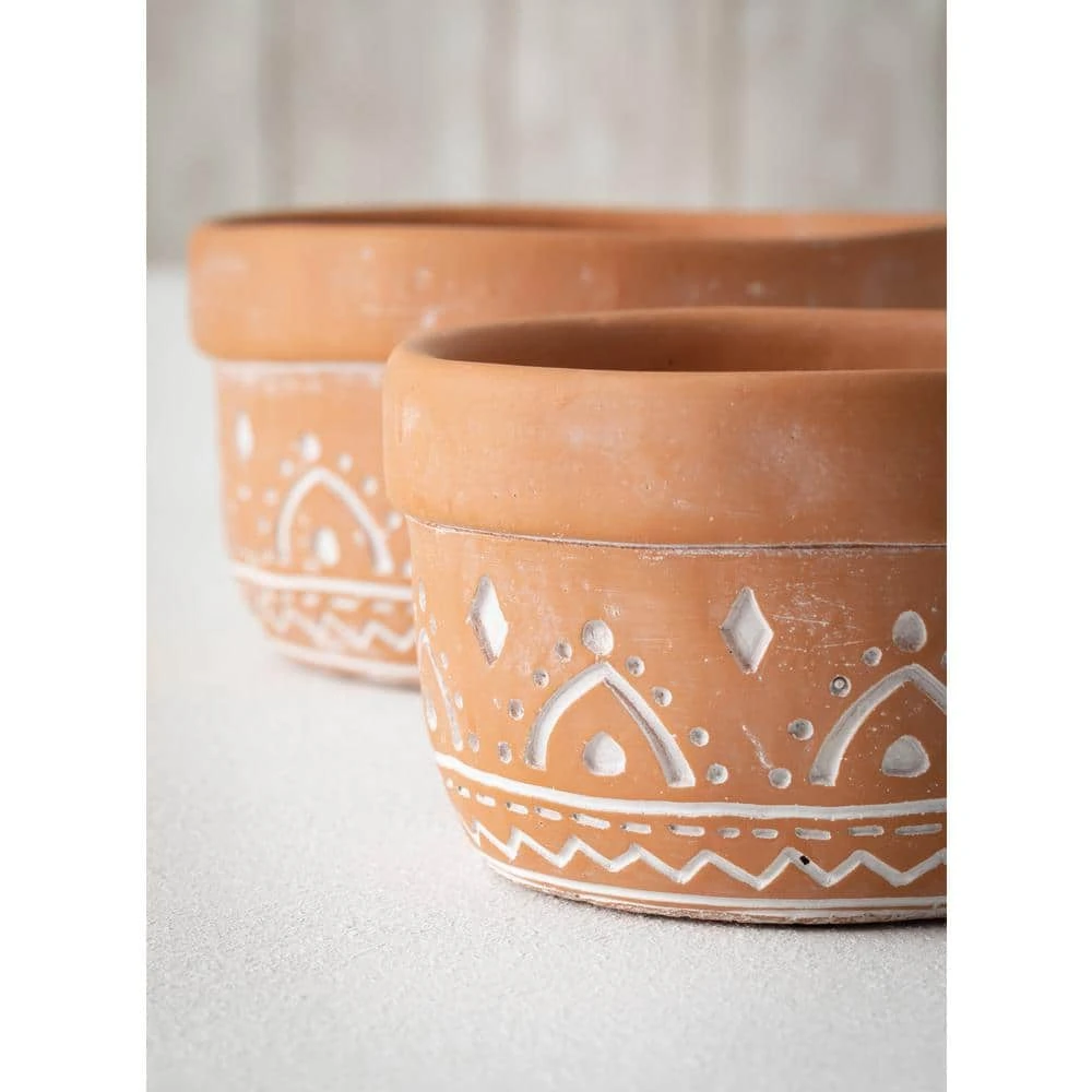 SULLIVANS Orange Cement Dish Garden Pot (Set of 2) - Image 3