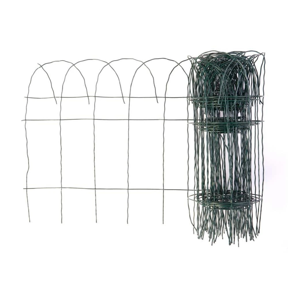 Vigoro 14 in. x 20 ft. Rolled Metal Garden Fence, Green