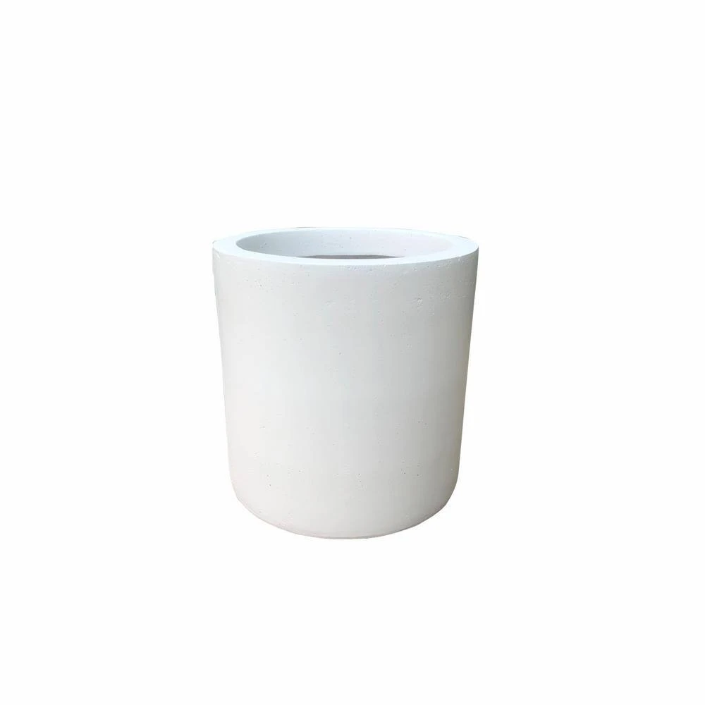 KANTE 12.9 in. W Round Pure White Concrete/Fiberglass Indoor Outdoor Modern Seamless Planter - Image 2